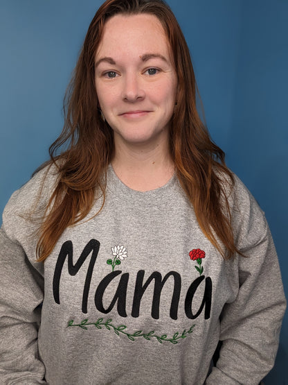 Mama pullover with birth month flowers